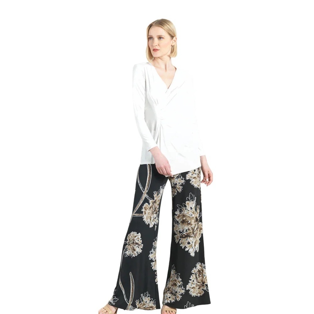 Clara Sun Woo Textured Mum Blossom Palazzo Pant 1X NWT